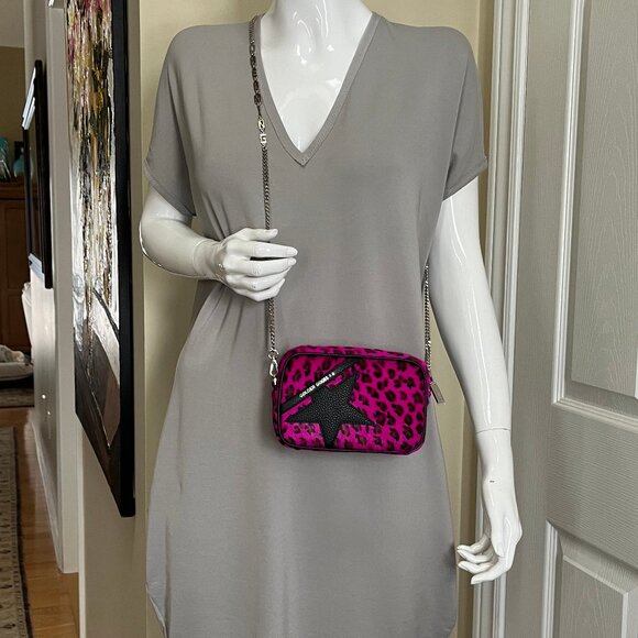 Authentic Golden Goose Star Bag - Fuschia Leopard Print - Picture 7 of 16